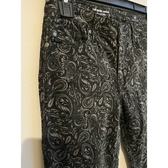 AG Adriano Goldschmied Women's The Prima Ankle Paisley Velvet Pant Size 25R - Picture 6 of 7